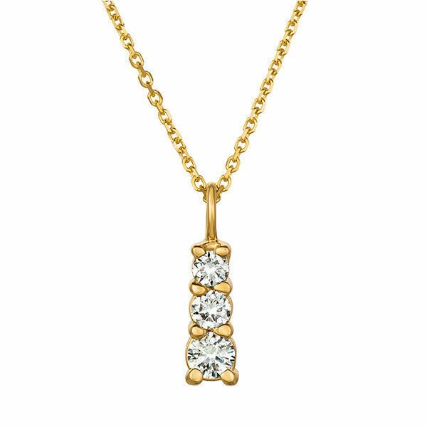 0.80 Carat Natural Diamond Necklace Pendant 14K Yellow Gold G SI 18 inches chain
