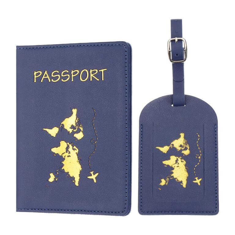 Passport Cover Holder and Luggage Tag Set, Waterproof Passport Cover, Dark Blue