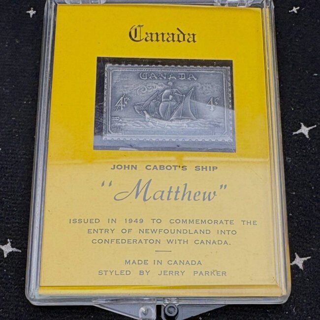 Silver Bullion .999 Stamp "John Cabot's Ship" 1949 Canada Jerry Parker 7.7gr.