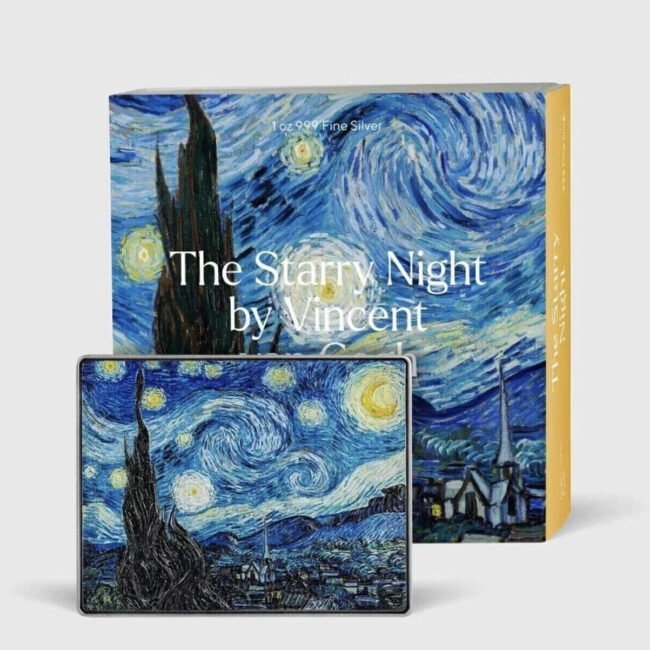 2023 Chad Starry Night by Vincent Van Gogh 1oz Silver Bar & 14 oz Copper Core