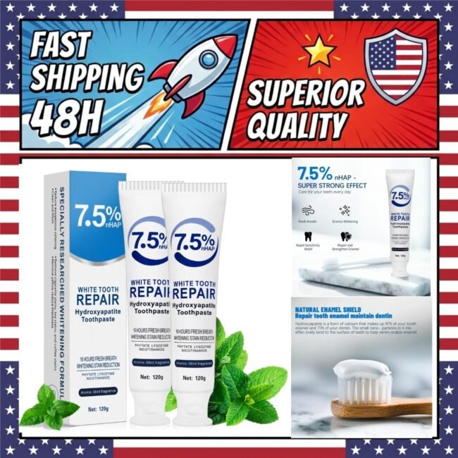 Nano Hydroxyapatite Toothpaste 7.5% nHA Fluoride & SLS Free 2 Pack Mint