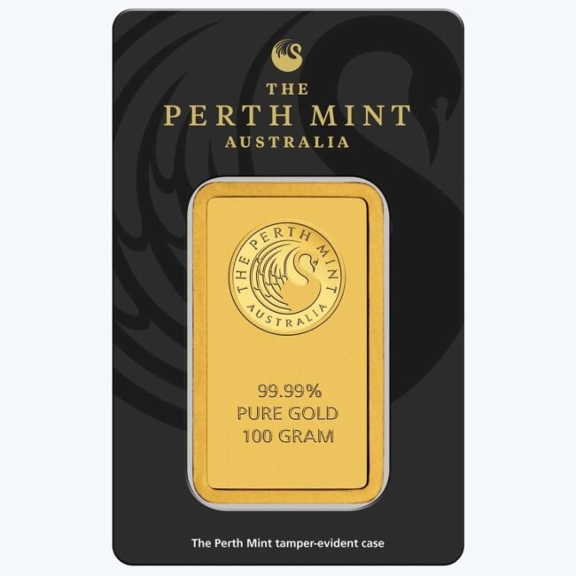 100 gram Gold Bar - The Perth Mint - 99.99 Fine in Sealed Assay