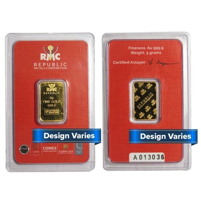 5 Gram Gold Bar .9999 Fine Secondary Market (Designs May Vary)