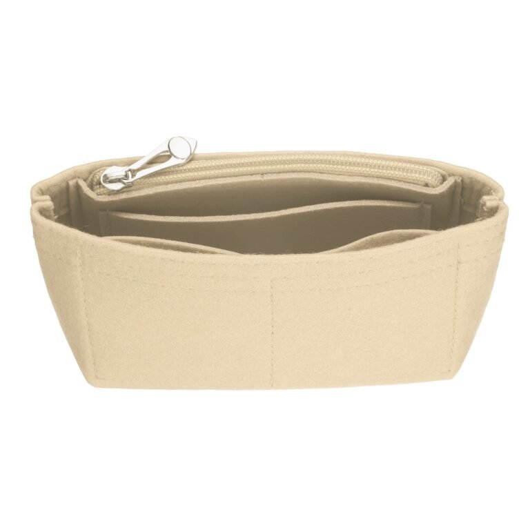 Purse Organizer Insert Mini Felt Handbag Organizer with Zipper Khaki]