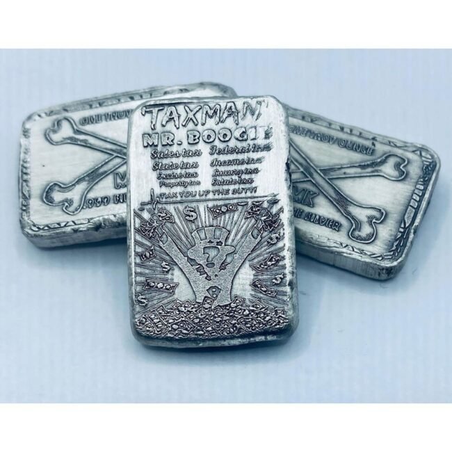 1 Ozt MK BarZ "Tax Man Boogie" Mini Weight Bar .999 Fine Silver
