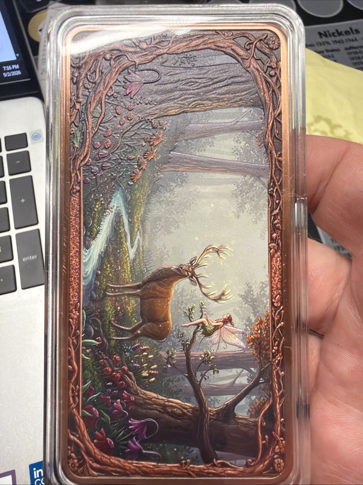 š„Enchanted Moonriver Grove 10 Oz Copper Bar .999 Colorized in Capsule Elk Buck
