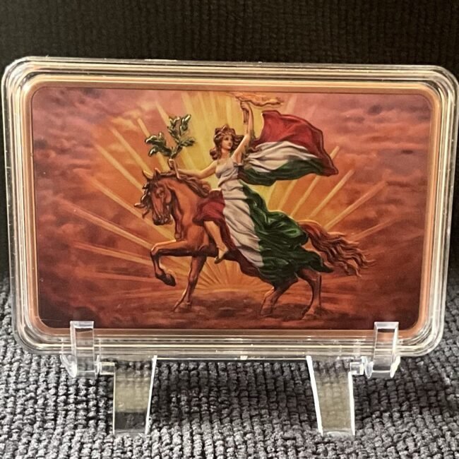 2026 5 oz. .999 Fine Copper “CABALLITO” Colorized/ANTIQUED Art Bar in Capsule