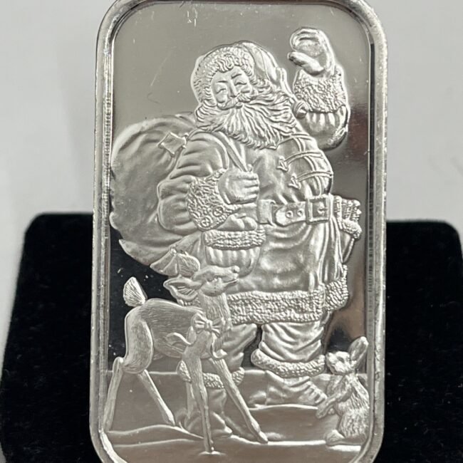 Vintage 1999 Santa Claus .999 1 Oz Silver Art Bar