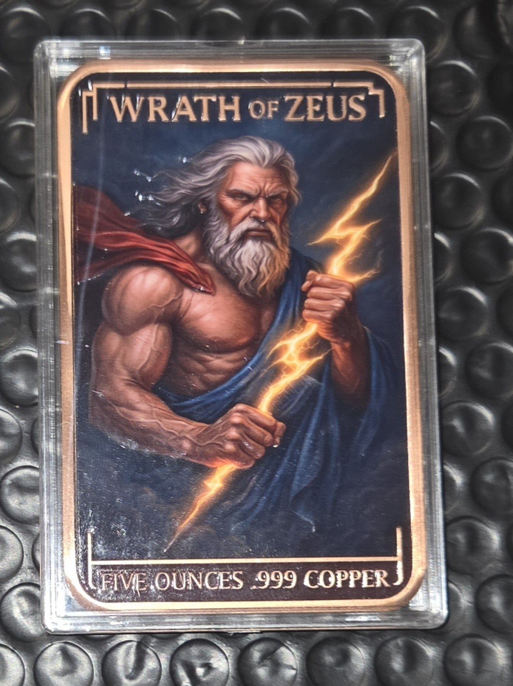 5 oz .999 Fine Colorized Copper Wrath Of Zeus