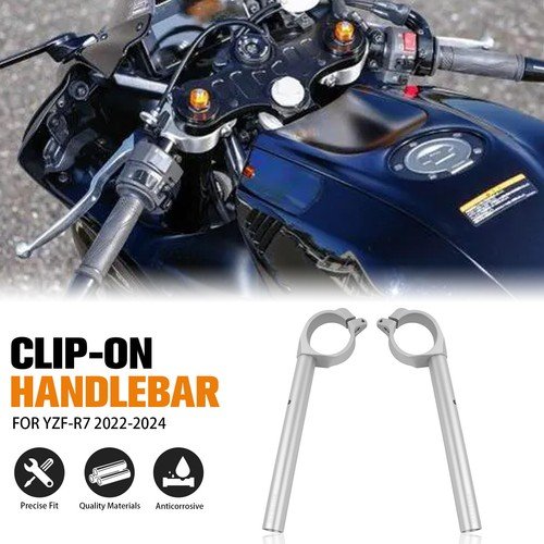 Left & Right Handle Bar Clip On For Yamaha YZF-R7 YZF R7 2022-2025 2023 Silver