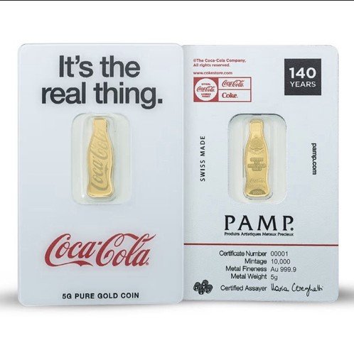 5 gram Gold Bar - PAMP Coca-Cola® Serial Number  2630-2633