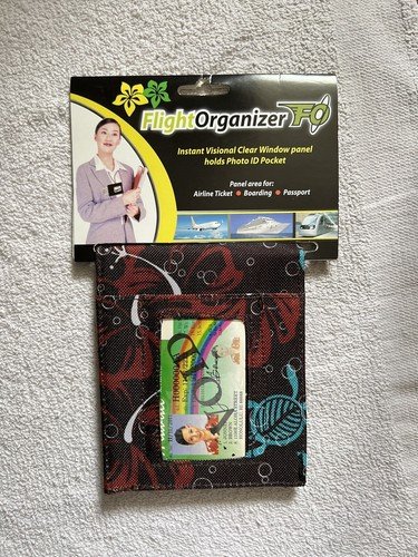 Flight Organizer Clear Window Foldable Lots Of Pocket Slots Hawaiian Print New