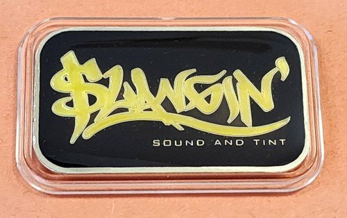 SLANGIN Sound and Tint Enameled Black & Gold 1 Oz .999 Silver Bar MG Limited