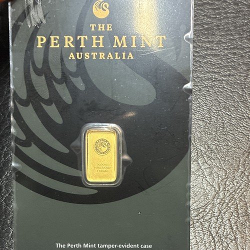 The Perth Mint 1g Gold Bar 0.9999 Fine Gold In Assay Card Total 1g