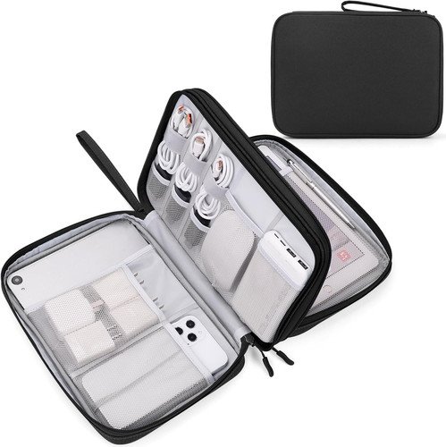 Electronic Organizer, Travel Tech Pouch Bag, Large, Black