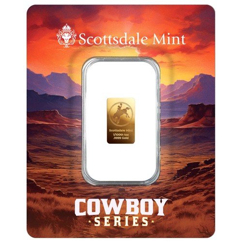 1/100 oz .9999 Gold Bar Cowboy Hallmark Gold Bullion Bar (in Certi-Lock®) #A564