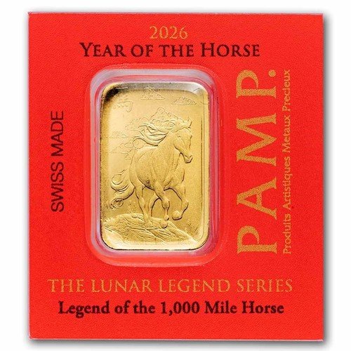 2026 1 Gram PAMP Lunar Legends Horse Multigram Gold Bar in Assay VOLUME DISCOUNT