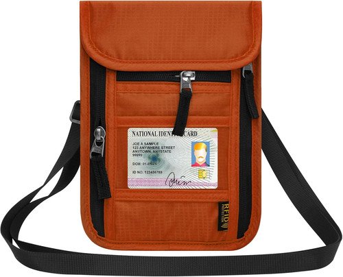 Genuine Leather Passport Holder for Travel, RFID Blocking Slim Neck Wallet with