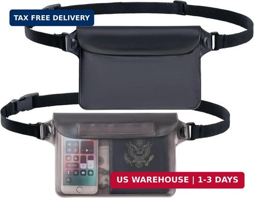 2-Pack Waterproof Pouch with Adjustable Waist Strap | Screen Touch Sensitive Dry