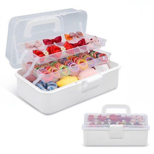Hair Accessories Organizer for Girls, 3 Layer Hair Organizer Storage Box with