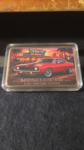 5 oz Colorized copper Muscle Car, In Capsule!
