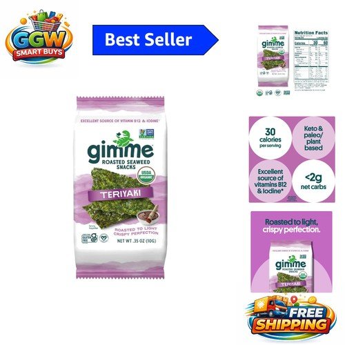 Gluten-Free Teriyaki Seaweed Snack - Healthy On-the-Go Delight, 10g