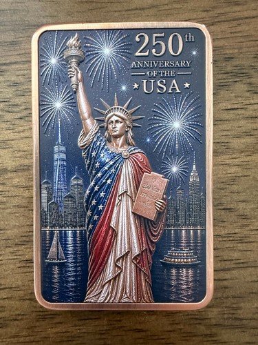 250th Anniversary of the USA America’s 250 Gram Bar Colorized Copper