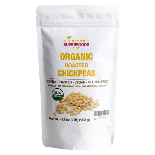 Organic Roasted Chickpeas 2 LB - Healthy Snack, No Oil, No Salt, Gluten Free