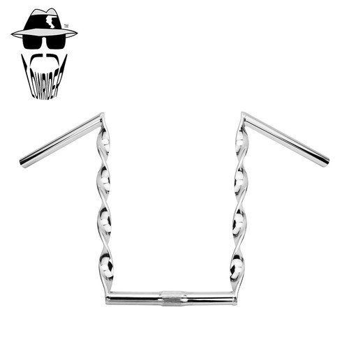 ORIGINAL LOWRIDER Flat Twisted Handlebar 12” Rise Chrome 25.4mm Cruiser/Chopper.