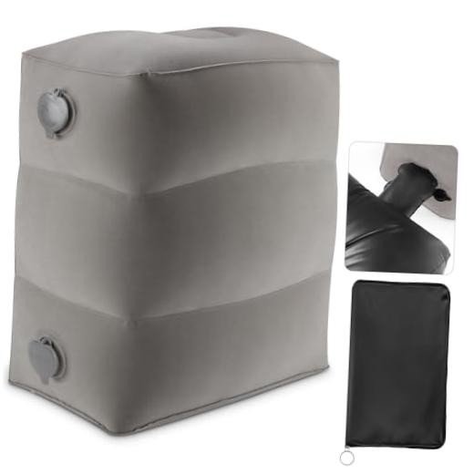 Inflatable Foot Rest Pillow for Travel,Kids Airplane Bed,Adjustable 3 Grey