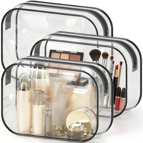 Clear Toiletry Bag for Men & Women – TSA Approved 3 Packs – 8.8″ x 6.0″ x 2.2″