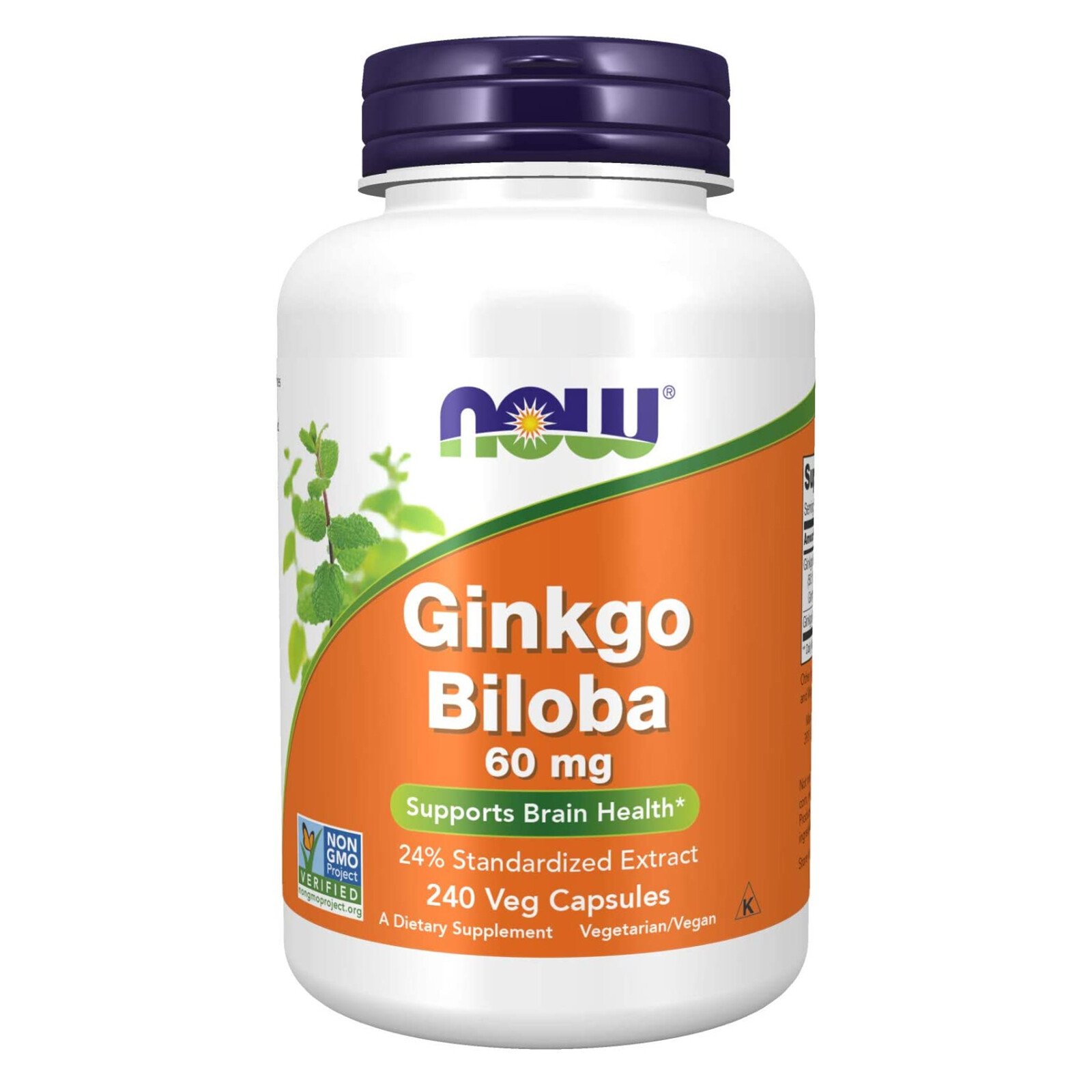 NOW FOODS Ginkgo Biloba 60 mg 240 Veg Capsules