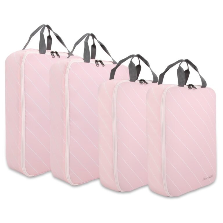 4 Set Striped Packing Cubes, Water-Repellent Travel Luggage Organizer Bags