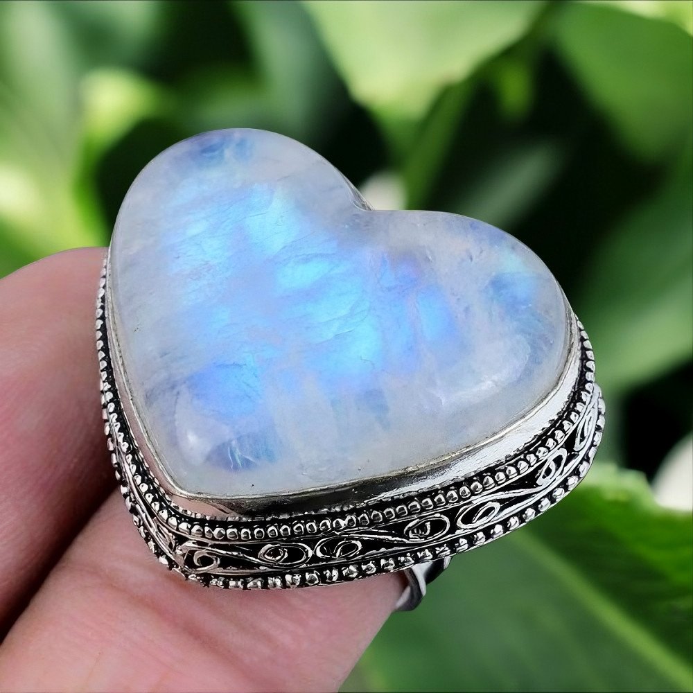 Natural Moonstone Ring 925 Sterling Silver Ring Gemstone Ring Women's Ring