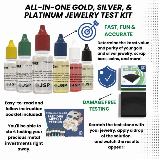 Gold Silver Test Kit 10K 14K 18K 22K Platinum Jewelry 24K Scrap Bars Tester 999