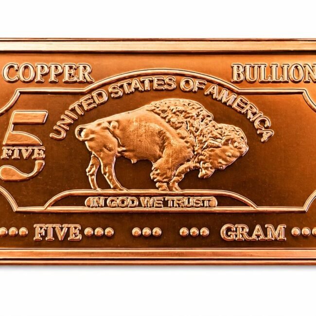 Lot of 20 x 5g gram  .999 Copper Buffalo Bar Bullion With Capsule