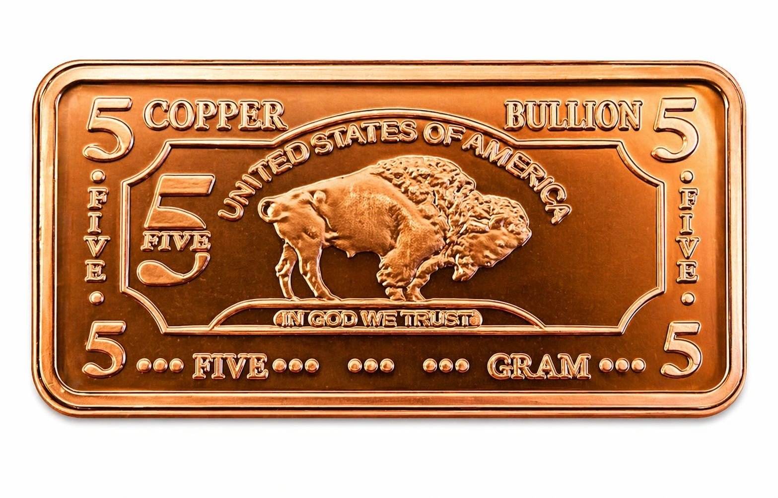 Lot of 20 x 5g gram .999 Copper Buffalo Bar Bullion With Capsule