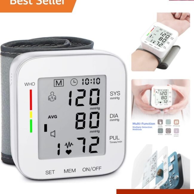 Cleared Wrist Blood Pressure Monitor with Large LCD Display - Portable Health...