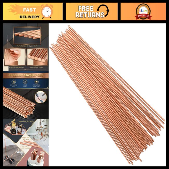 35 Pcs Solid Copper Rods 11.8" Length, 0.12" Diameter, Metal Craft Bar Stock