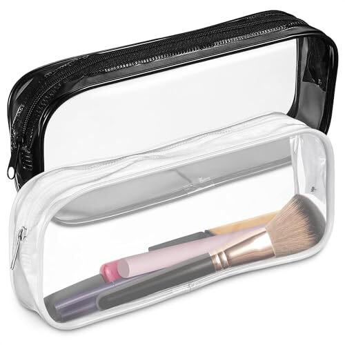 KETAR 2Pcs Clear Zipper Pouches for Organization – Clear Toiletry Bag Small