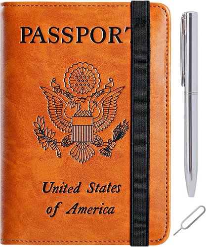 RFID Blocking Leather Passport Holder and Travel Card Case
