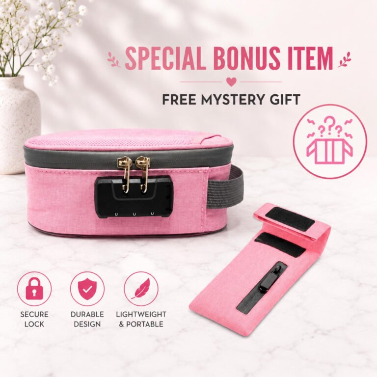Lockable Smell Proof Bag with Travel Pouch & Free Mystery Gift