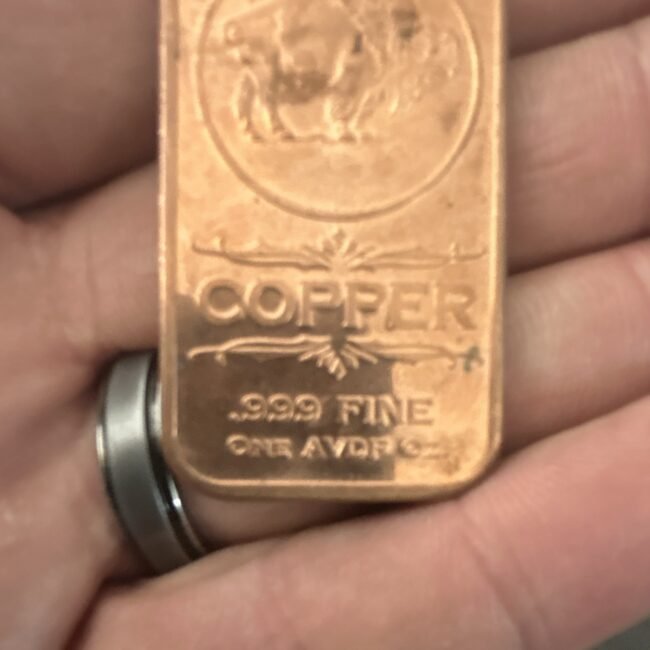Copper America 1 oz .999 Fine Copper Bullion Bar Uncertified