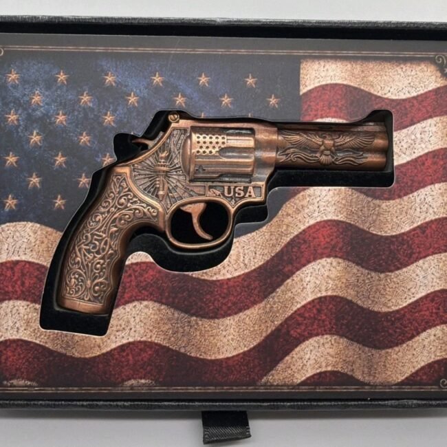 250th Anniversary USA 3D Revolver Gun Shaped 2.5 oz .999 Copper In Box With COA