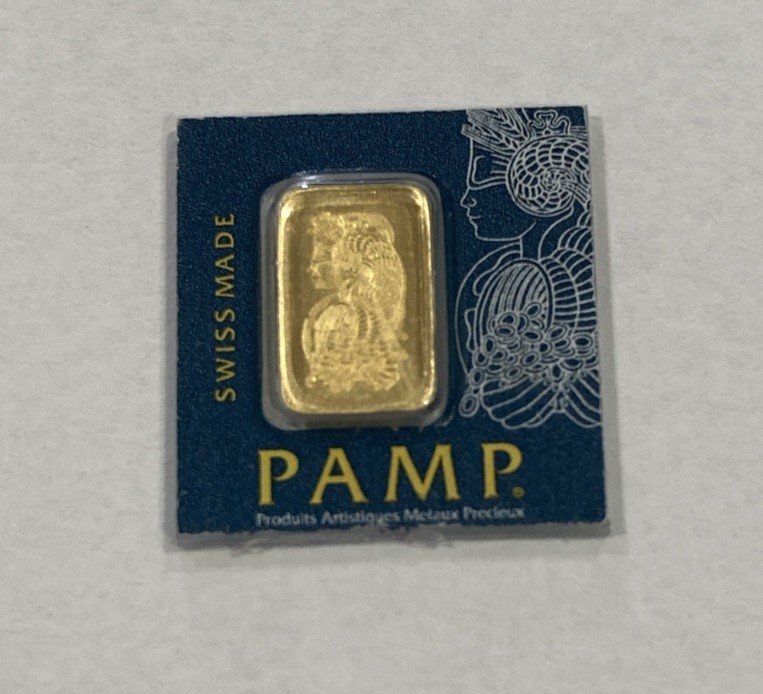 1 gram PAMP Lady Fortuna Multigram Gold Bar .9999 Fine Sealed in Assay