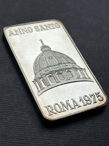 1975 Boggiali Italy Milano 50g 999 Silver Art Bar Rare Vintage Roma Anno Santo