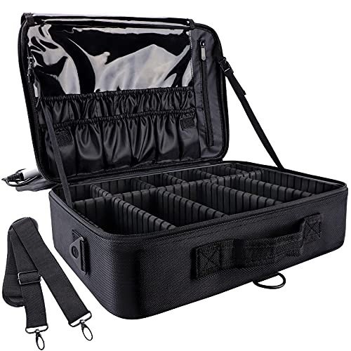 Capacity Travel Makeup Train Case,Professional Cosmetic Bags for Large Black