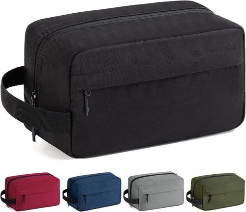 Water Resistant Travel Toiletry Bag for Men Women – Medium & Black