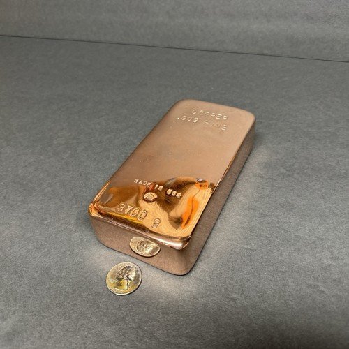 3700g - 3.7kg .999 Copper Bar - Mirror Finish On Top And Sides - Bullion, Sealed