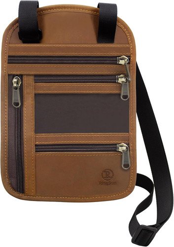 Tan Genuine Leather Passport Holder for Men – Slim Travel Organizer with Zipper